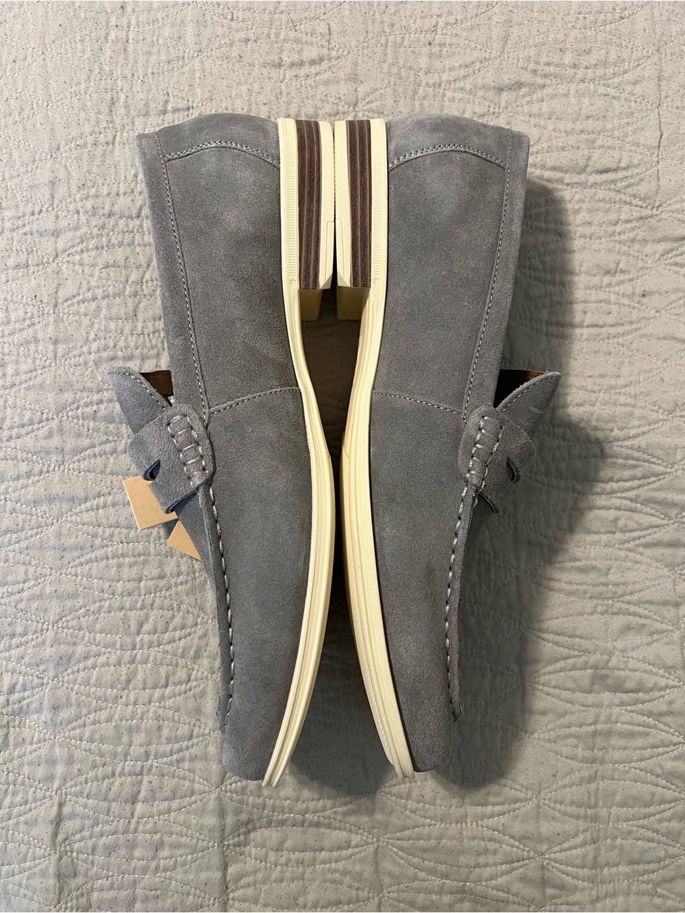 Men's Steve Madden Grey Suede Penny Loafers - Picture 3 of 6